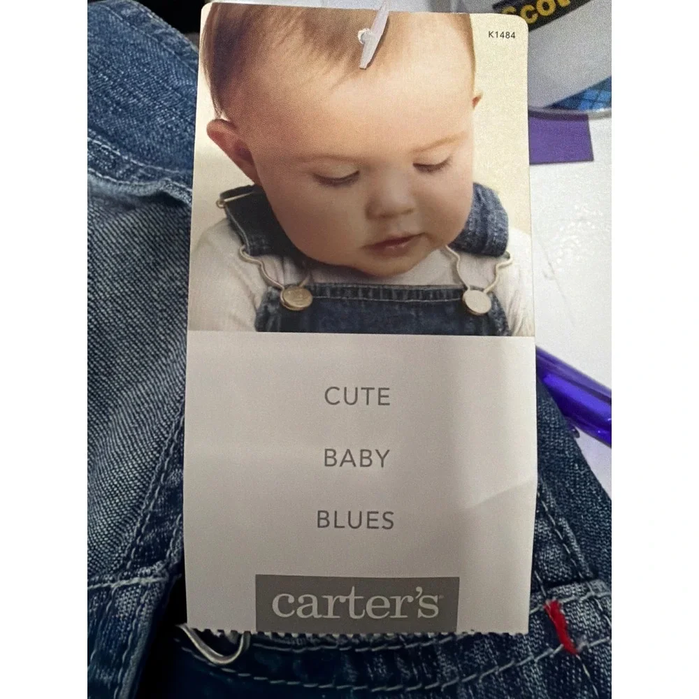 Vintage Carters Baby Denim Baseball Overalls Blue Shortalls Embroidered NWT